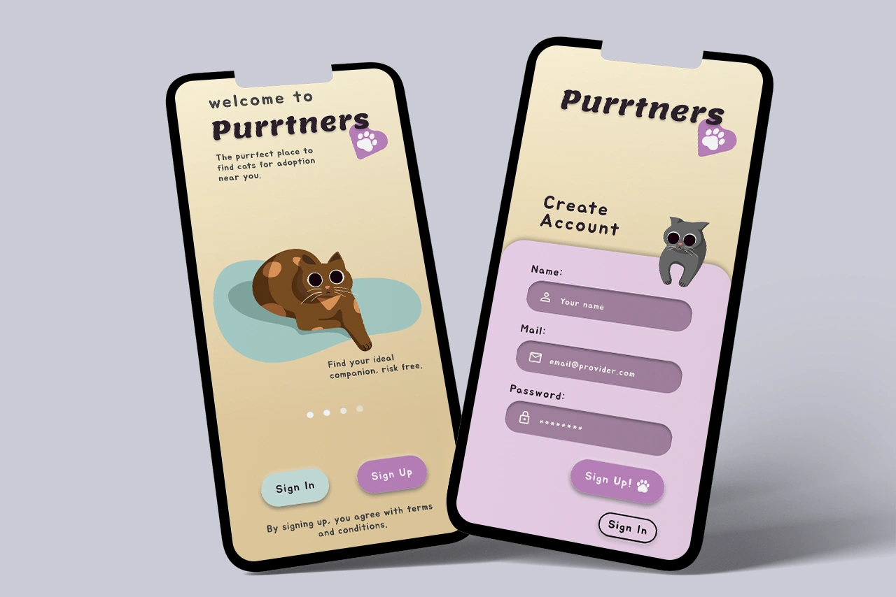 mock up of brand User Interface for Signing up