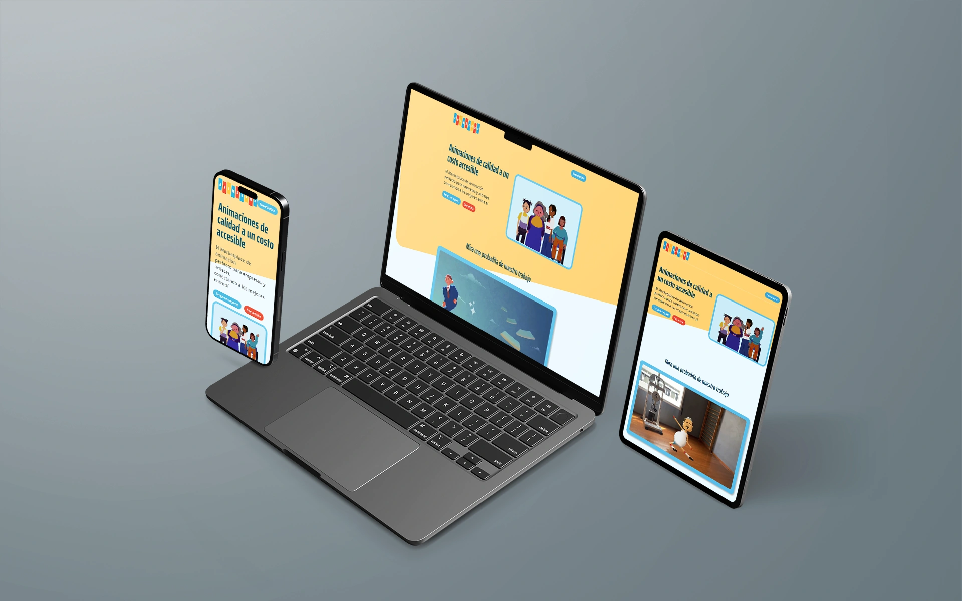 Proyect website mockup on 3 devices